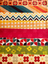 CraftsFabrics 8pcs 100% Cotton Retro 70's Printed Digital Cotton Fat Quarter for Crafting, Sewing, Patchwork, Kid's Craft